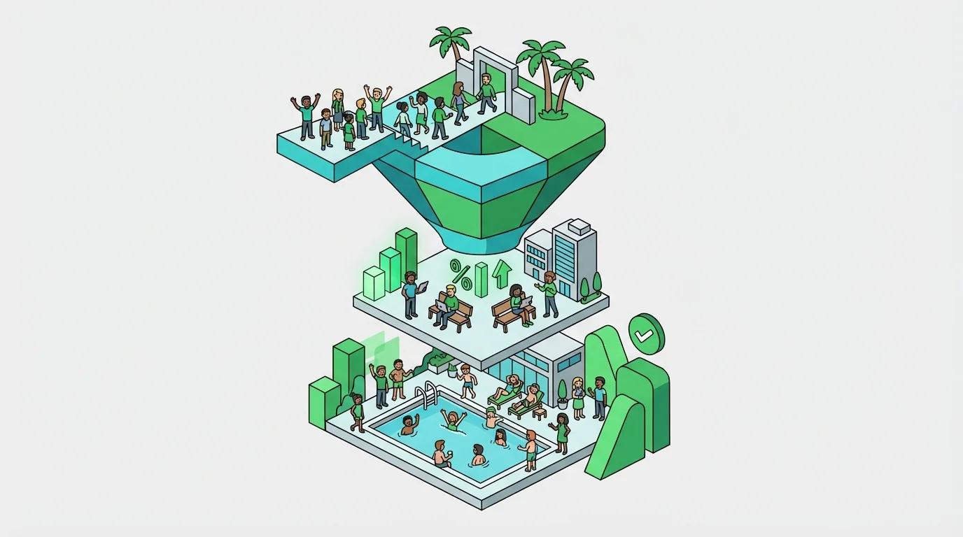 Funnel visualization showing resident adoption stages