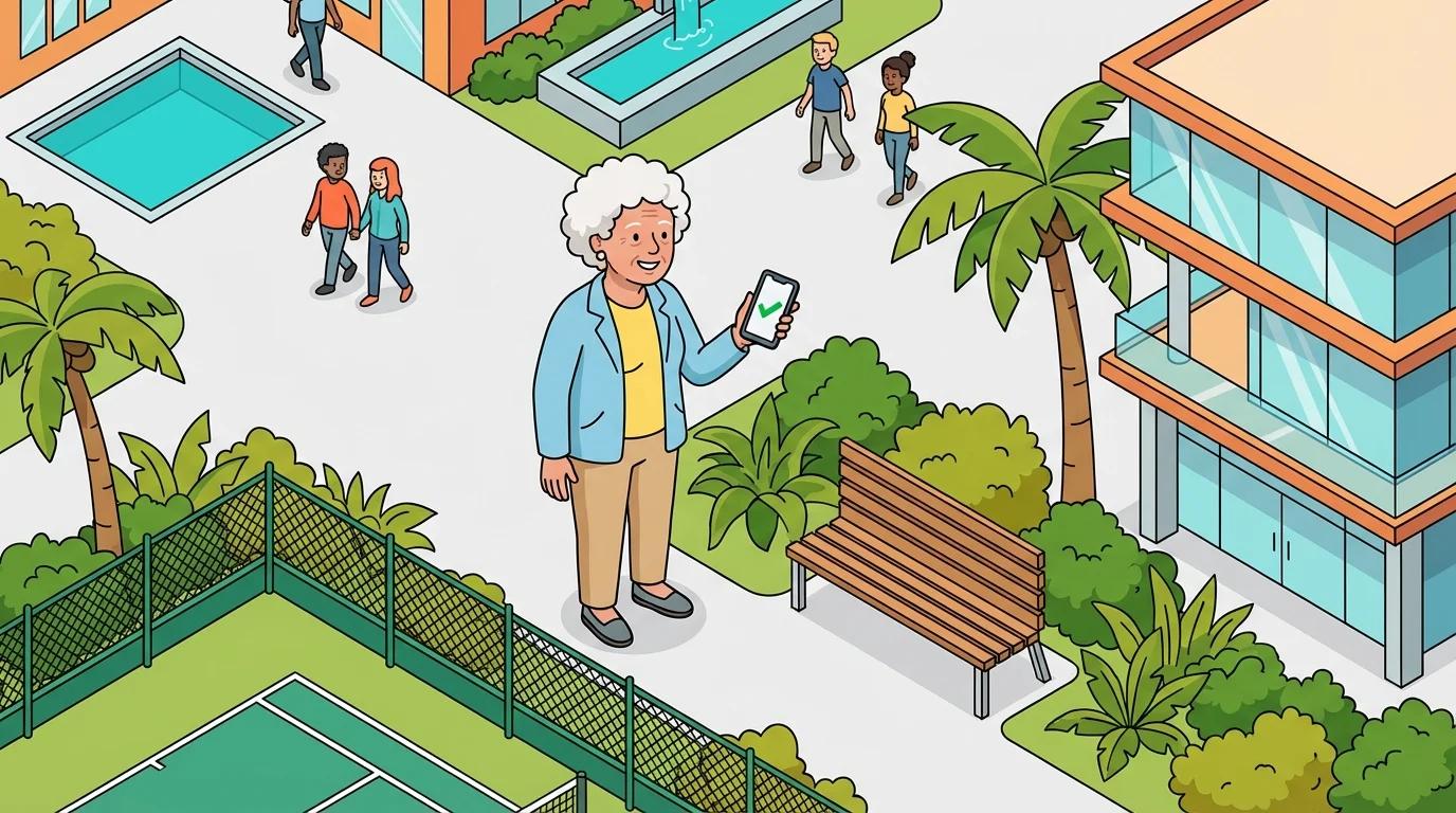 Resident checking court availability on their phone