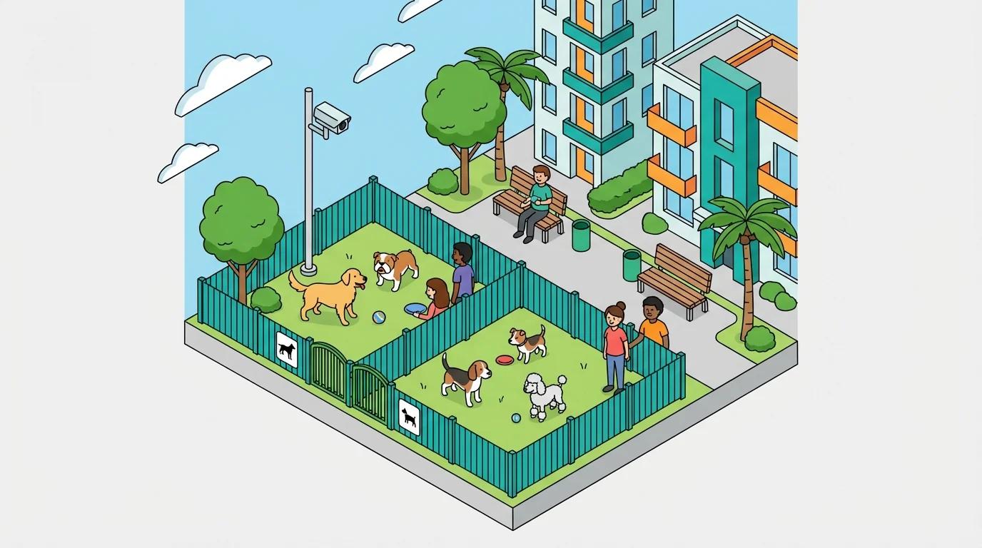 Dog owner checking park conditions on phone