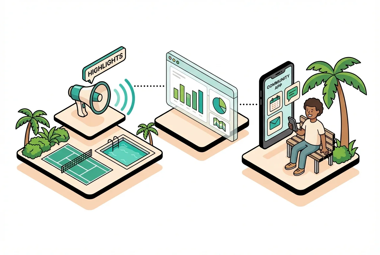 Visualizing three steps: proactive communication, data-driven management, and resident self-service