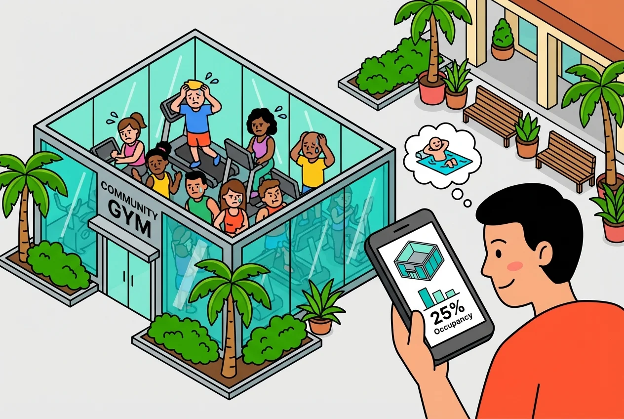 Inline image: Visual representation of gym anxiety and the relief provided by knowing gym occupancy.