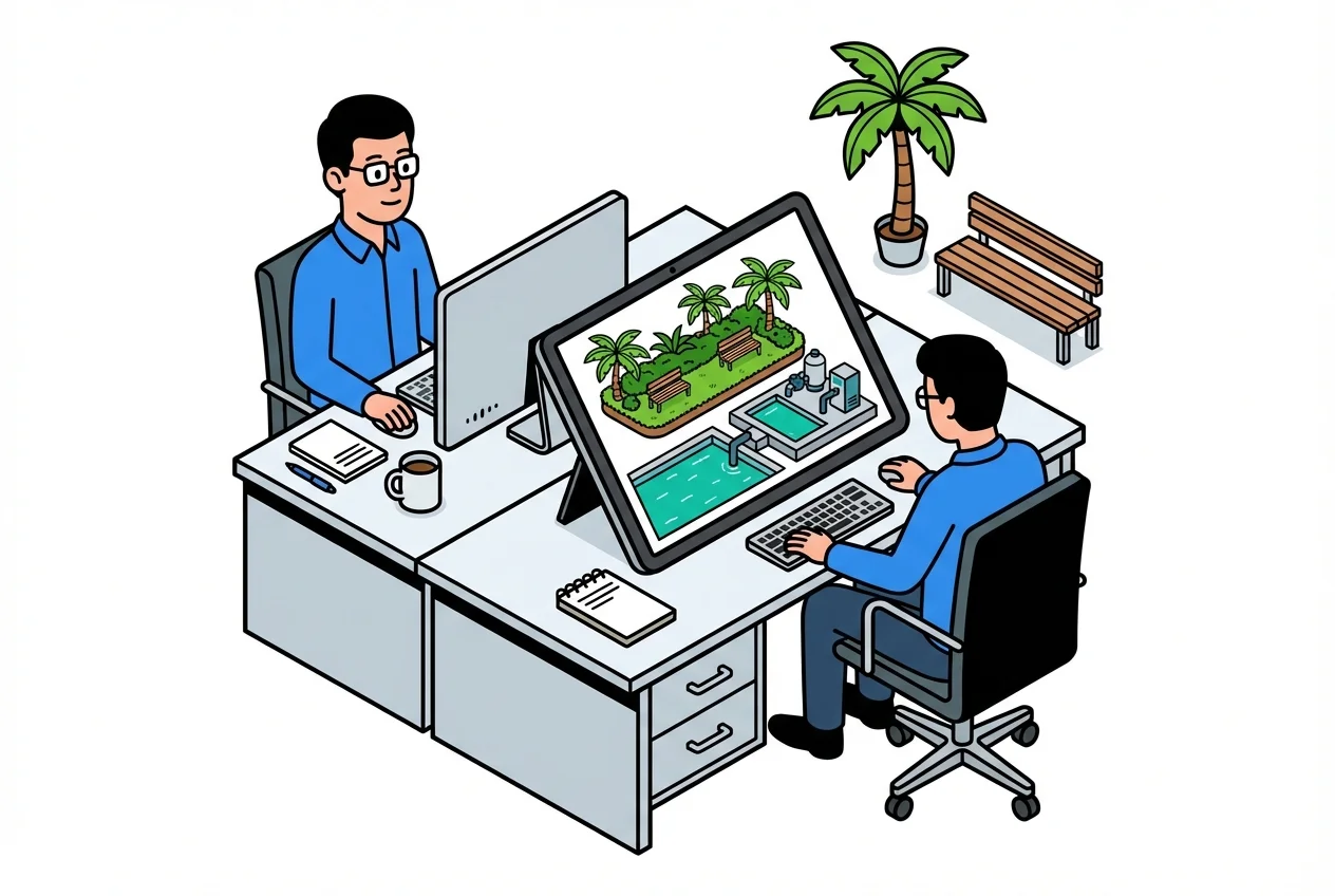 Vendor accurately preparing a maintenance bid using a live camera view of an HOA amenity.