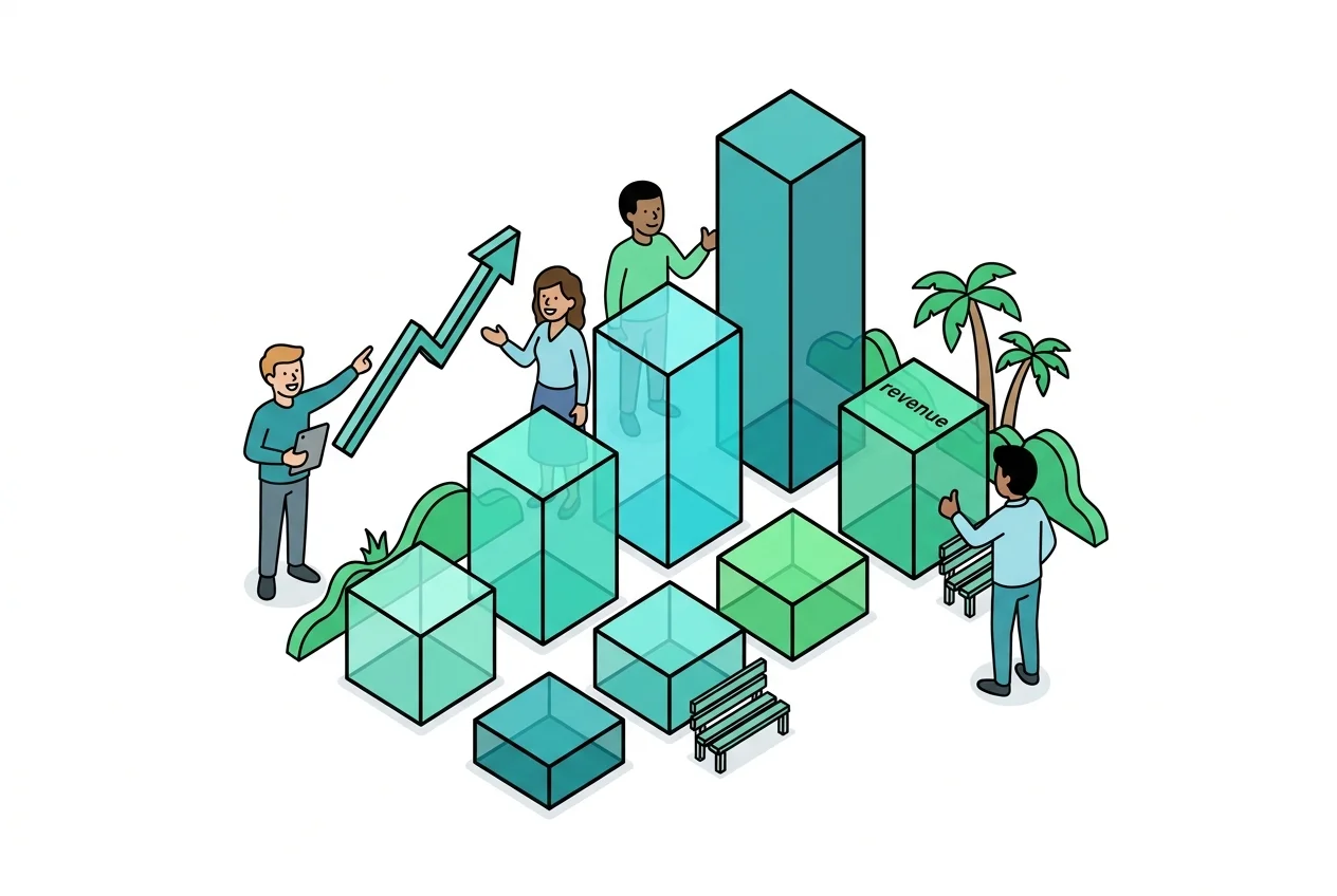 Data visualization showing a significant increase in facility revenue and a decrease in operational expenses after the adoption of real-time visual tools for managing court transitions.